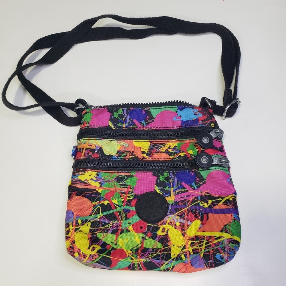 Kipling Crossbody Bag Paint Splatter Design Multi-Color AC7125